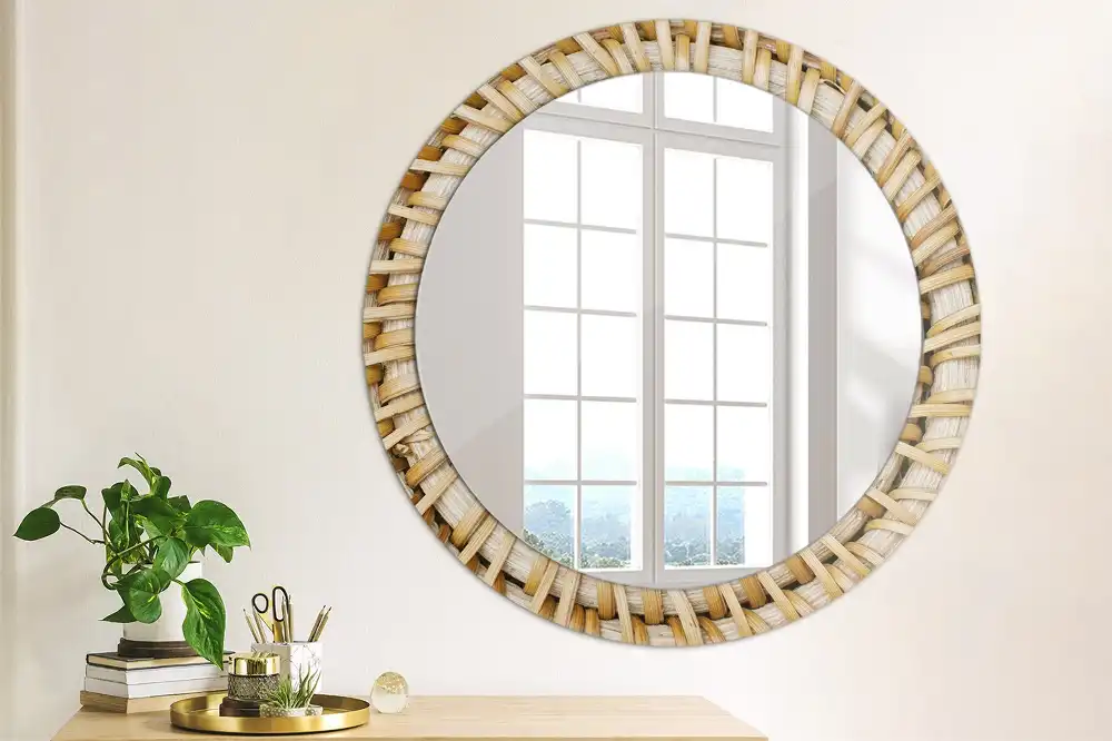 Miroir rond imprimé motif tressé
