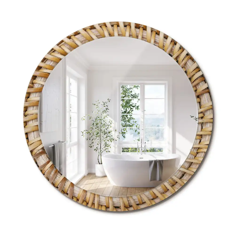 Miroir rond imprimé motif tressé