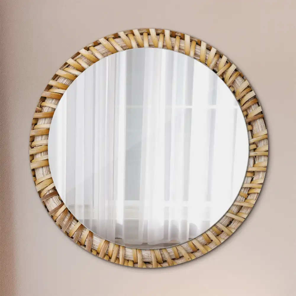 Miroir rond imprimé motif tressé