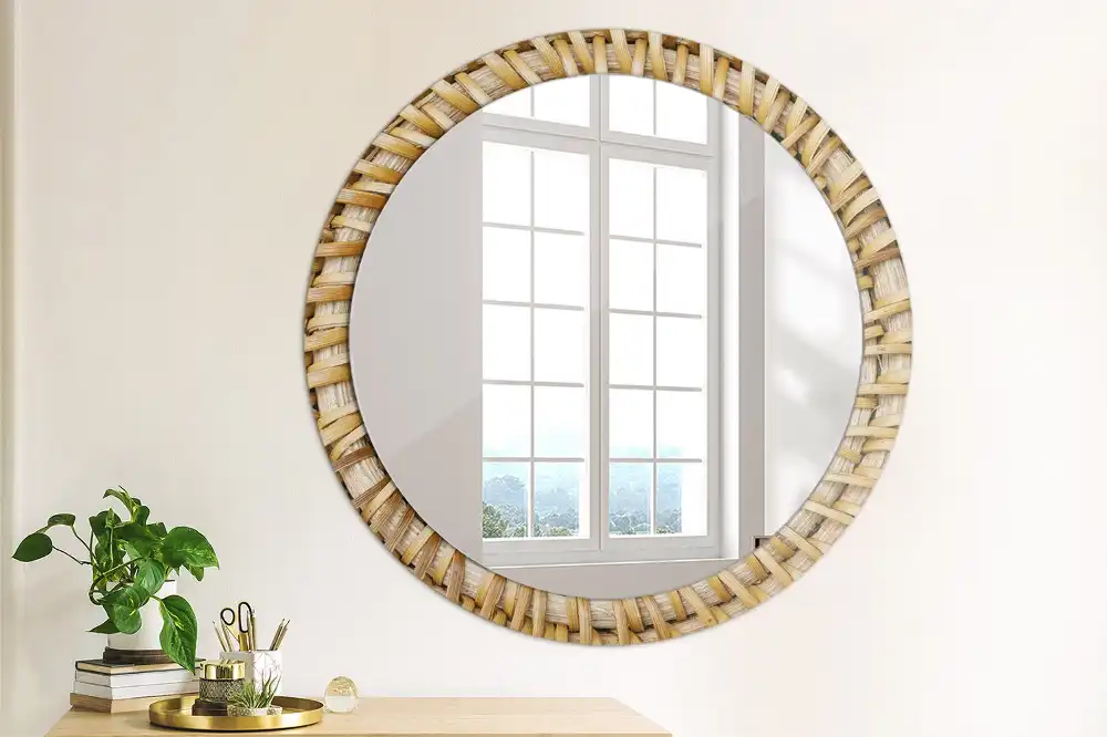 Miroir rond imprimé motif tressé