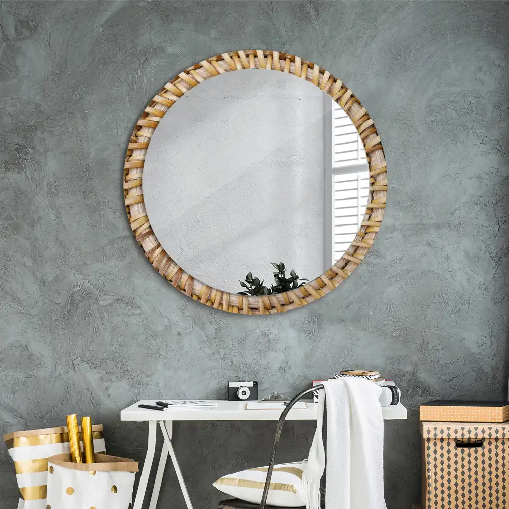 Miroir rond imprimé motif tressé