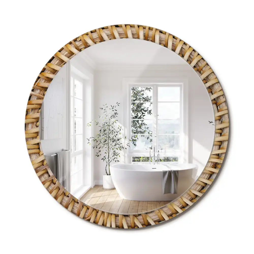 Miroir rond imprimé motif tressé