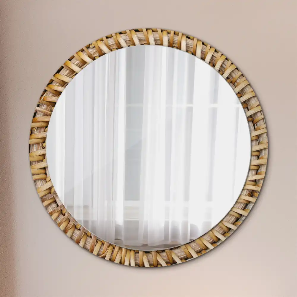 Miroir rond imprimé motif tressé