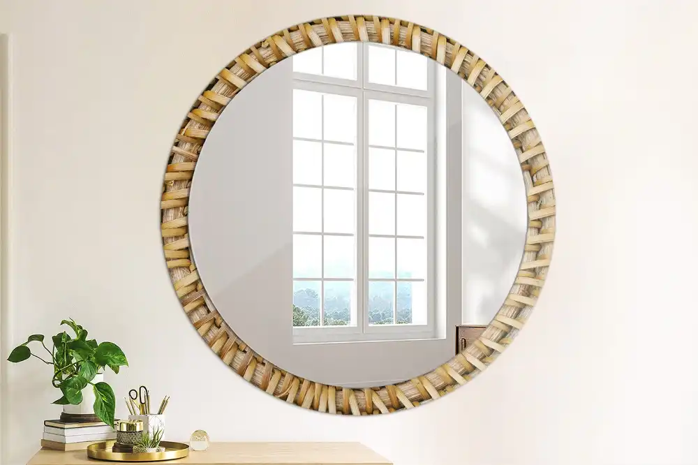 Miroir rond imprimé motif tressé