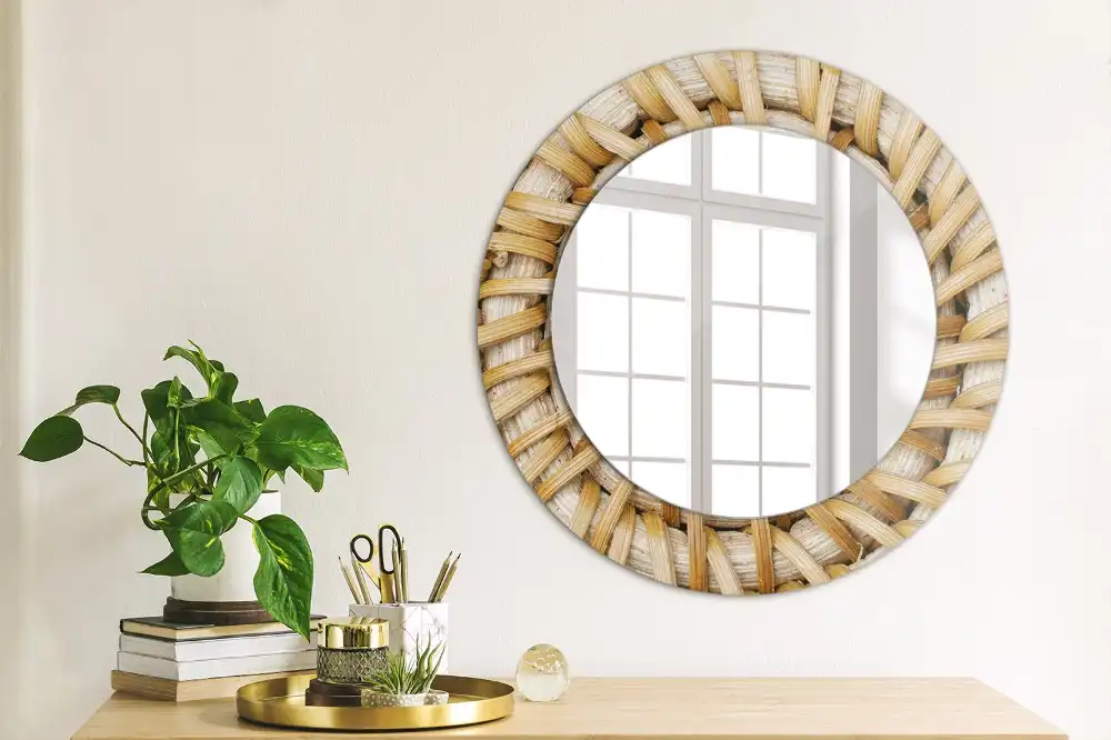 Miroir rond imprimé motif tressé