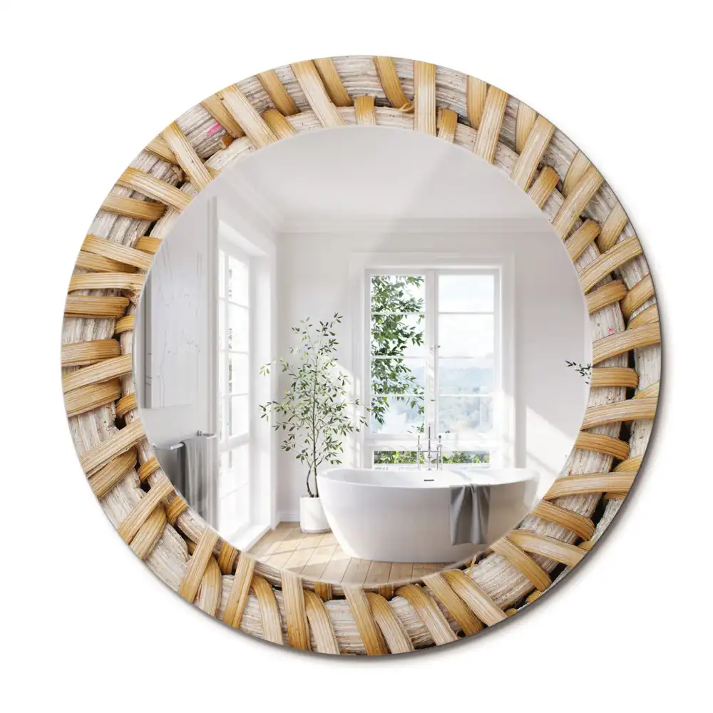 Miroir rond imprimé motif tressé
