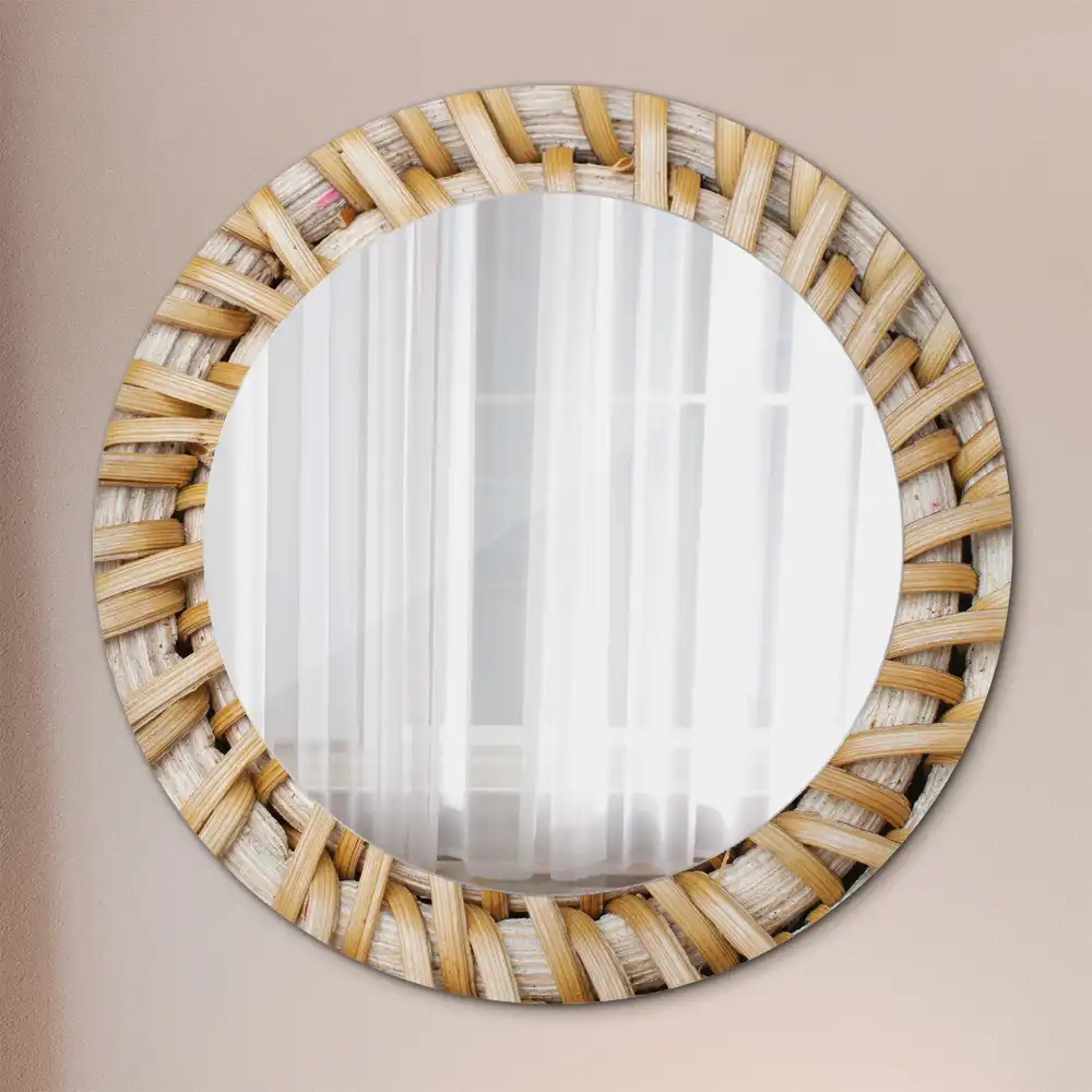 Miroir rond imprimé motif tressé