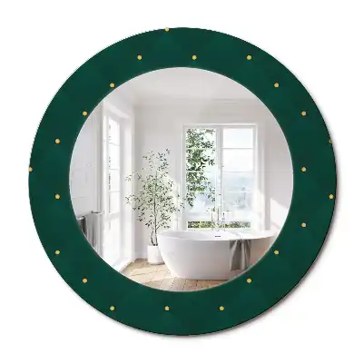 Miroir rond cadre imprimé motif matelassé