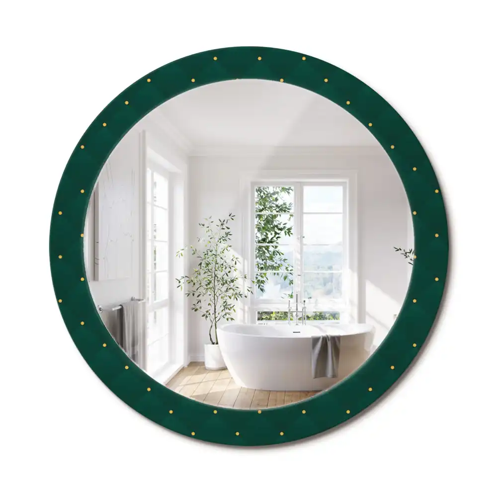 Miroir rond cadre imprimé motif matelassé