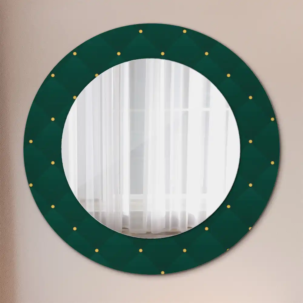 Miroir rond cadre imprimé motif matelassé
