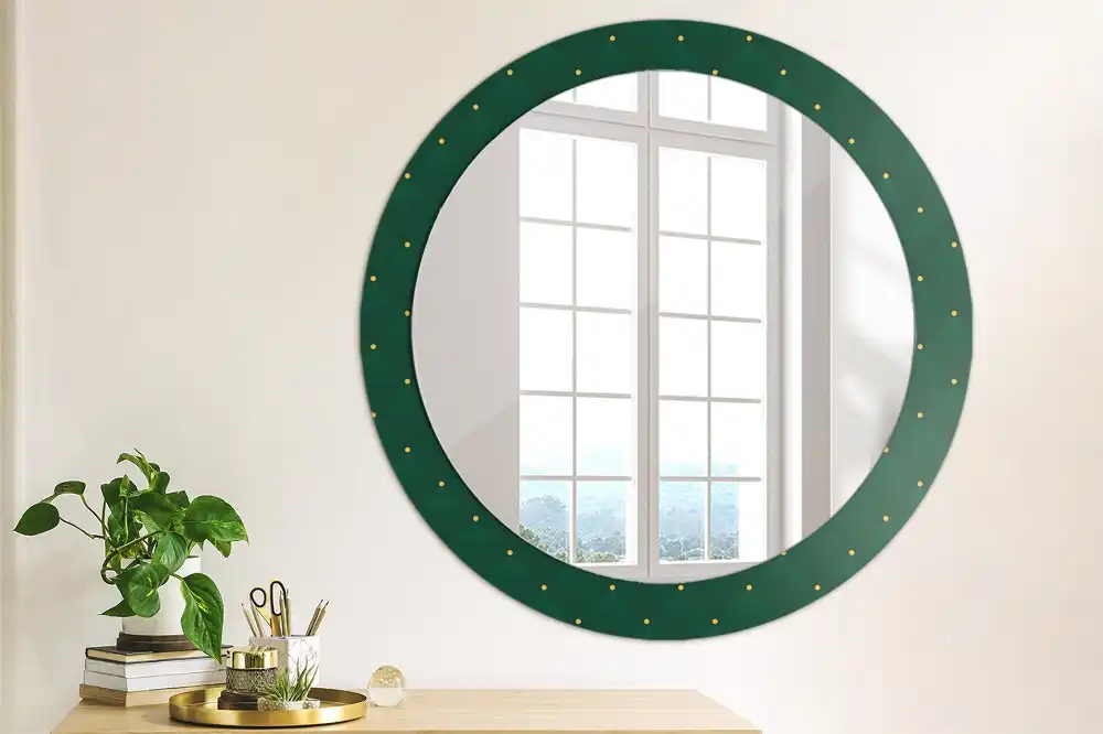 Miroir rond cadre imprimé motif matelassé