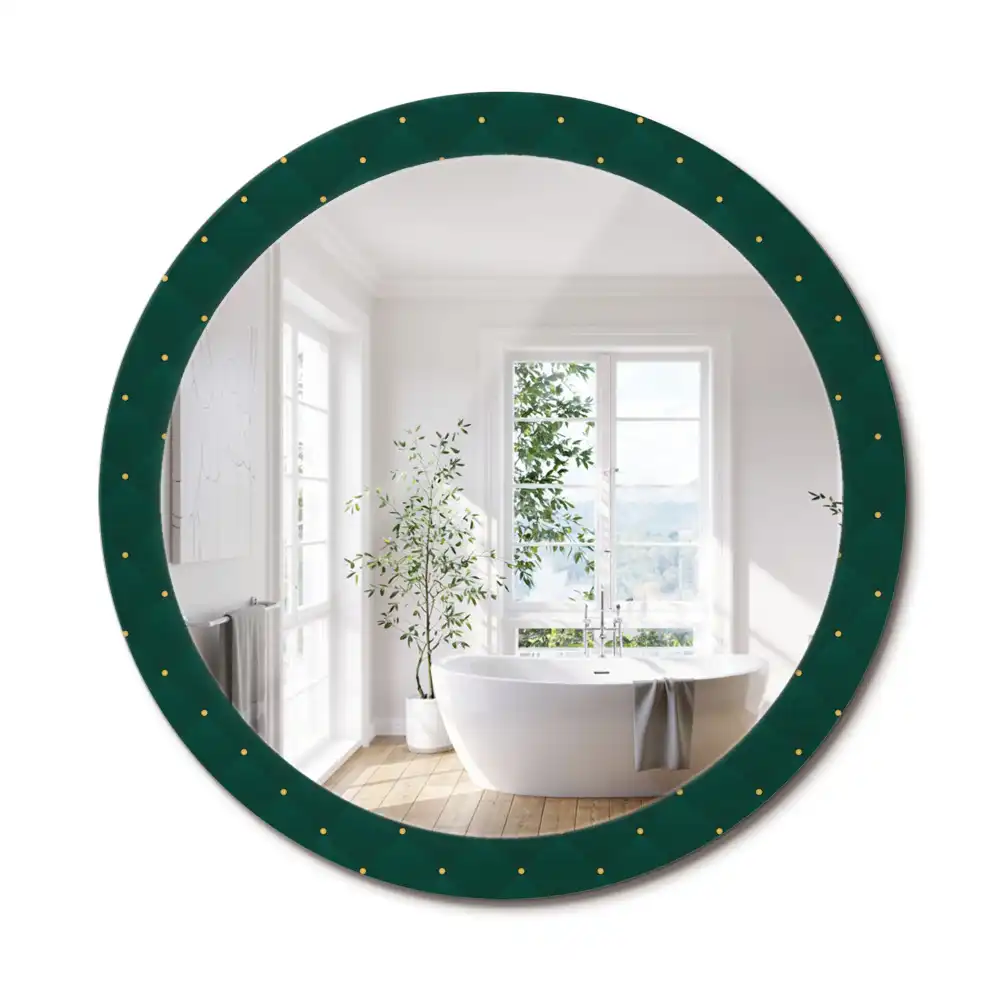 Miroir rond cadre imprimé motif matelassé