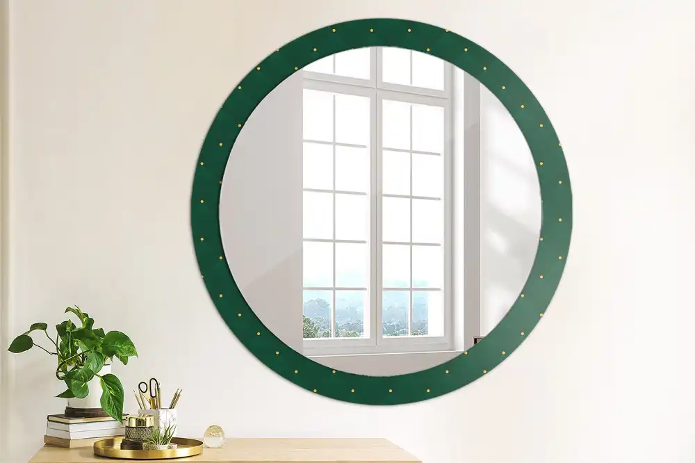 Miroir rond cadre imprimé motif matelassé
