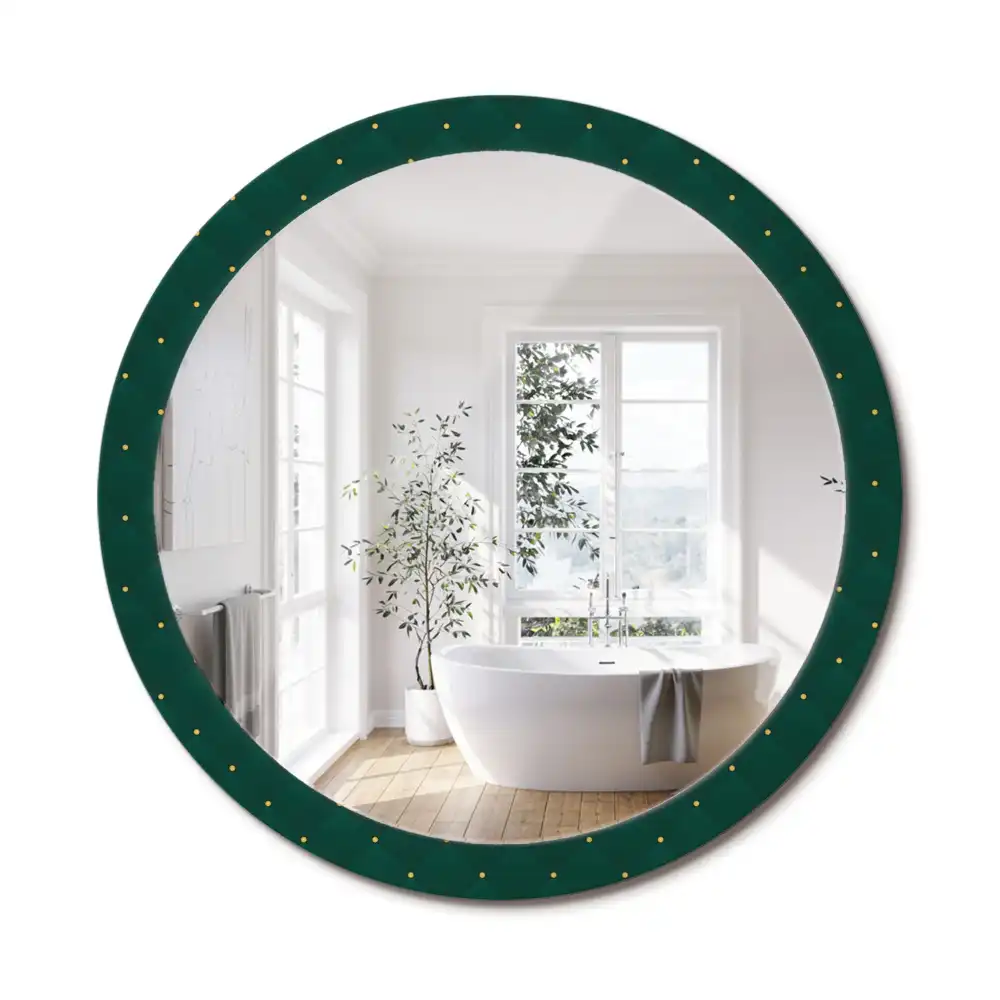 Miroir rond cadre imprimé motif matelassé