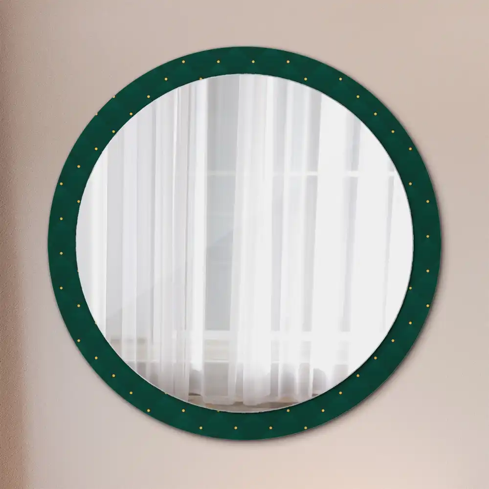Miroir rond cadre imprimé motif matelassé