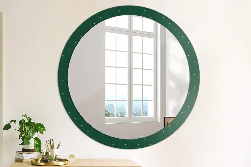 Miroir rond cadre imprimé motif matelassé