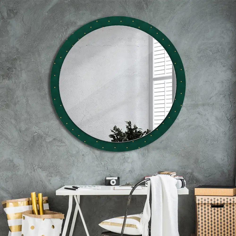 Miroir rond cadre imprimé motif matelassé