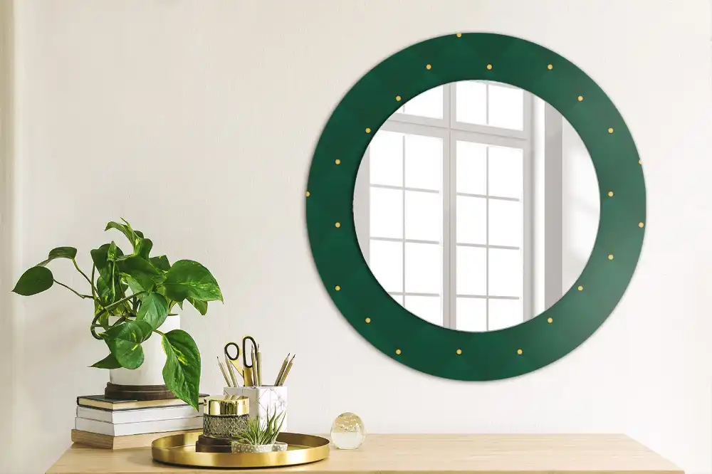 Miroir rond cadre imprimé motif matelassé