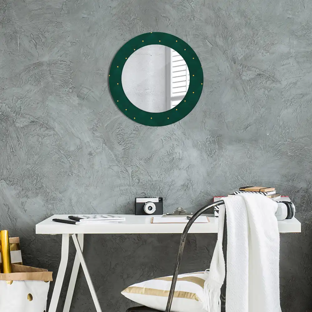 Miroir rond cadre imprimé motif matelassé