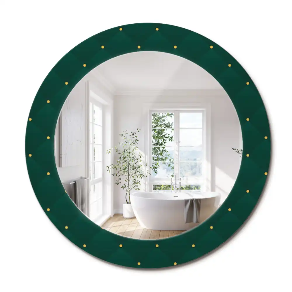 Miroir rond cadre imprimé motif matelassé