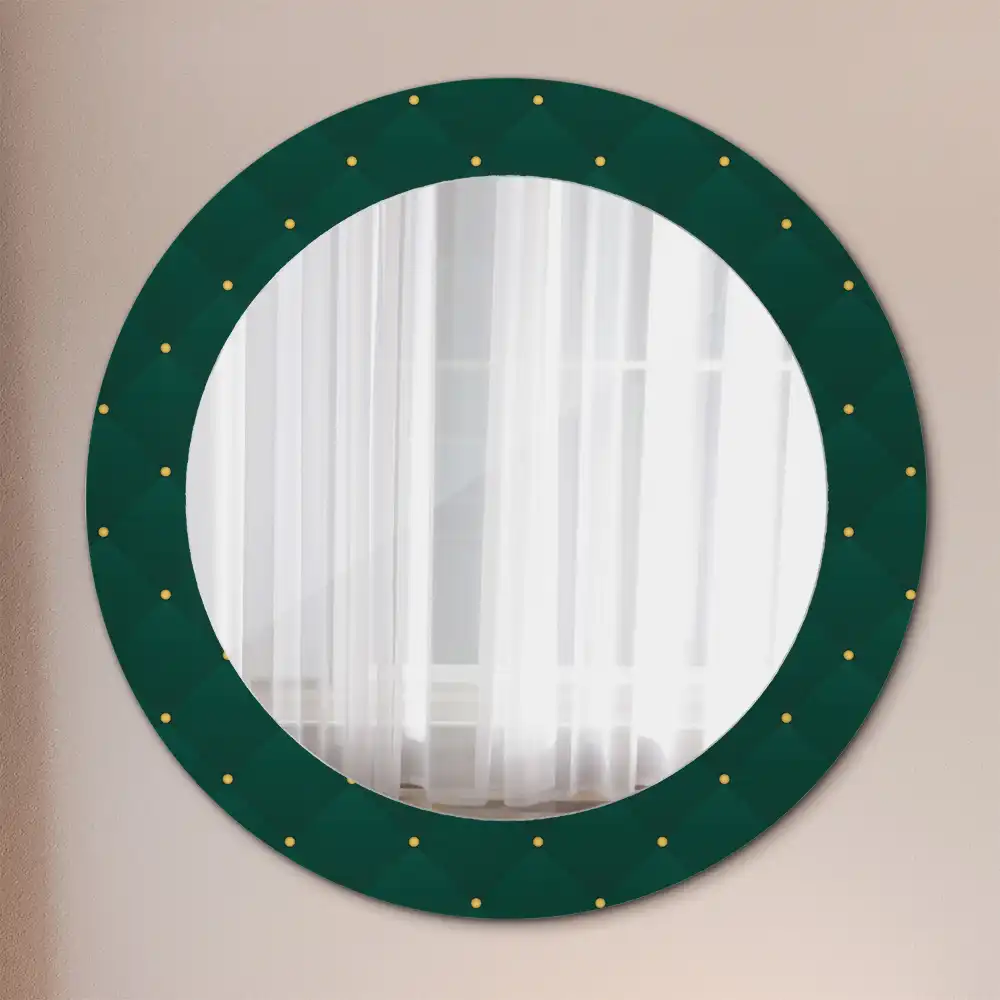 Miroir rond cadre imprimé motif matelassé