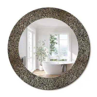 Miroir rond cadre avec impression ornement floral