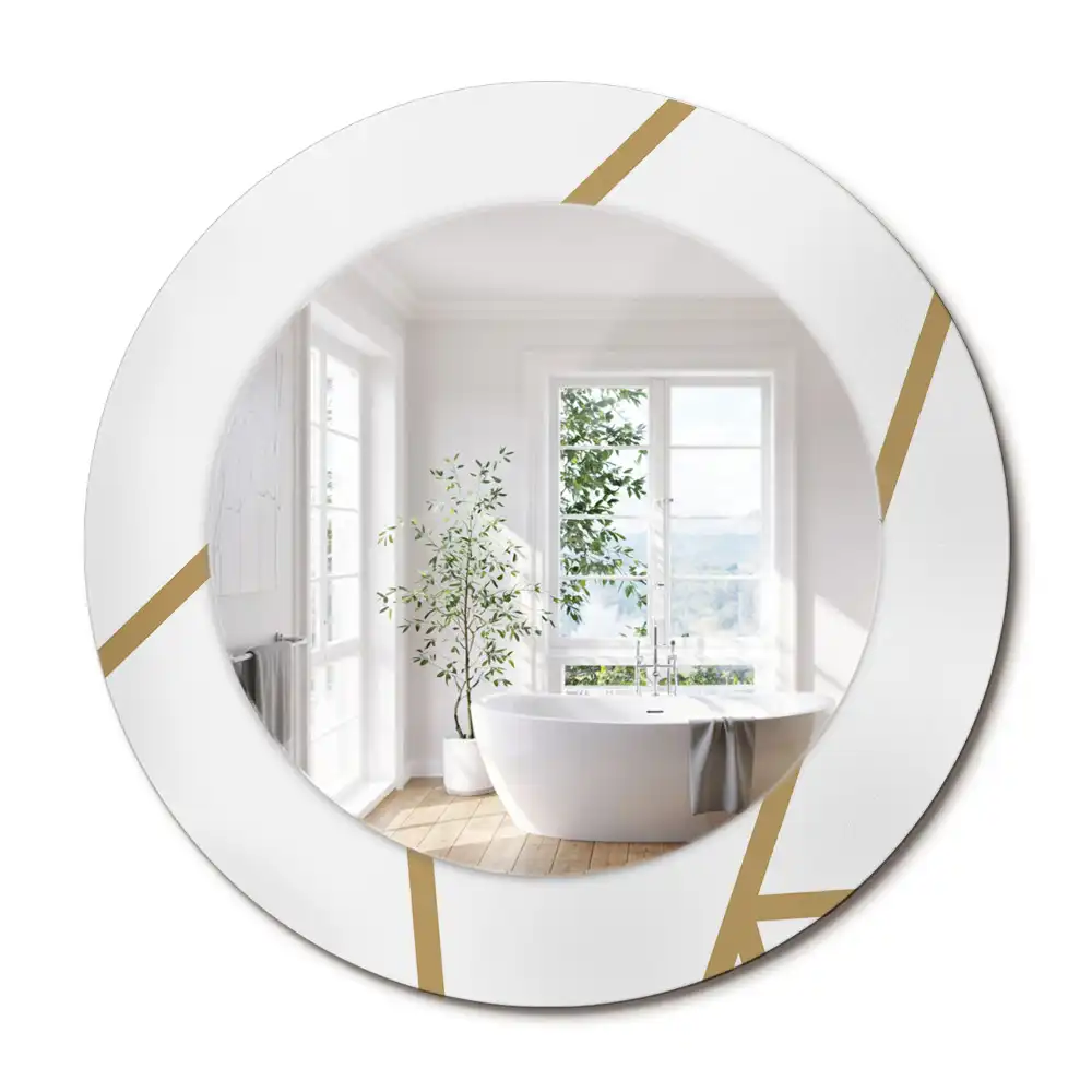Miroir rond avec décoration disposition linéaire