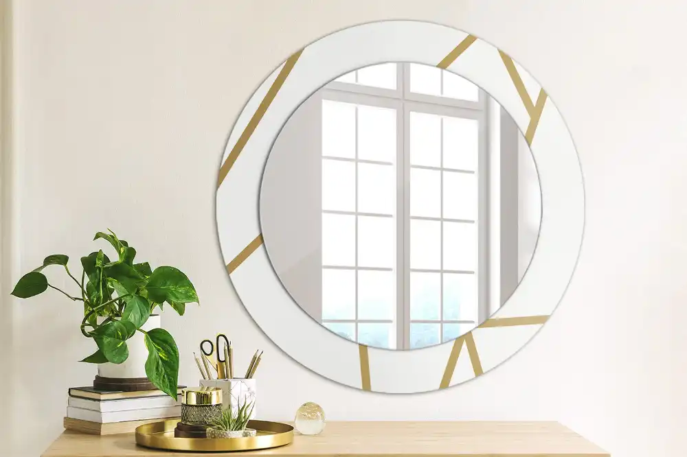 Miroir rond avec décoration disposition linéaire