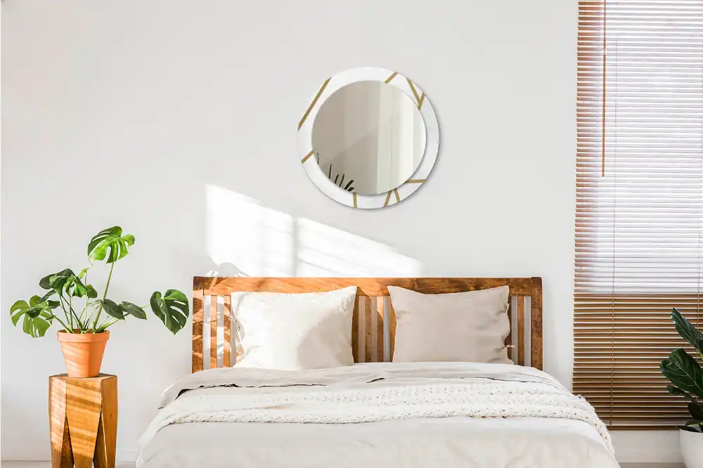 Miroir rond avec décoration disposition linéaire