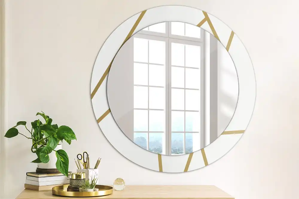 Miroir rond avec décoration disposition linéaire