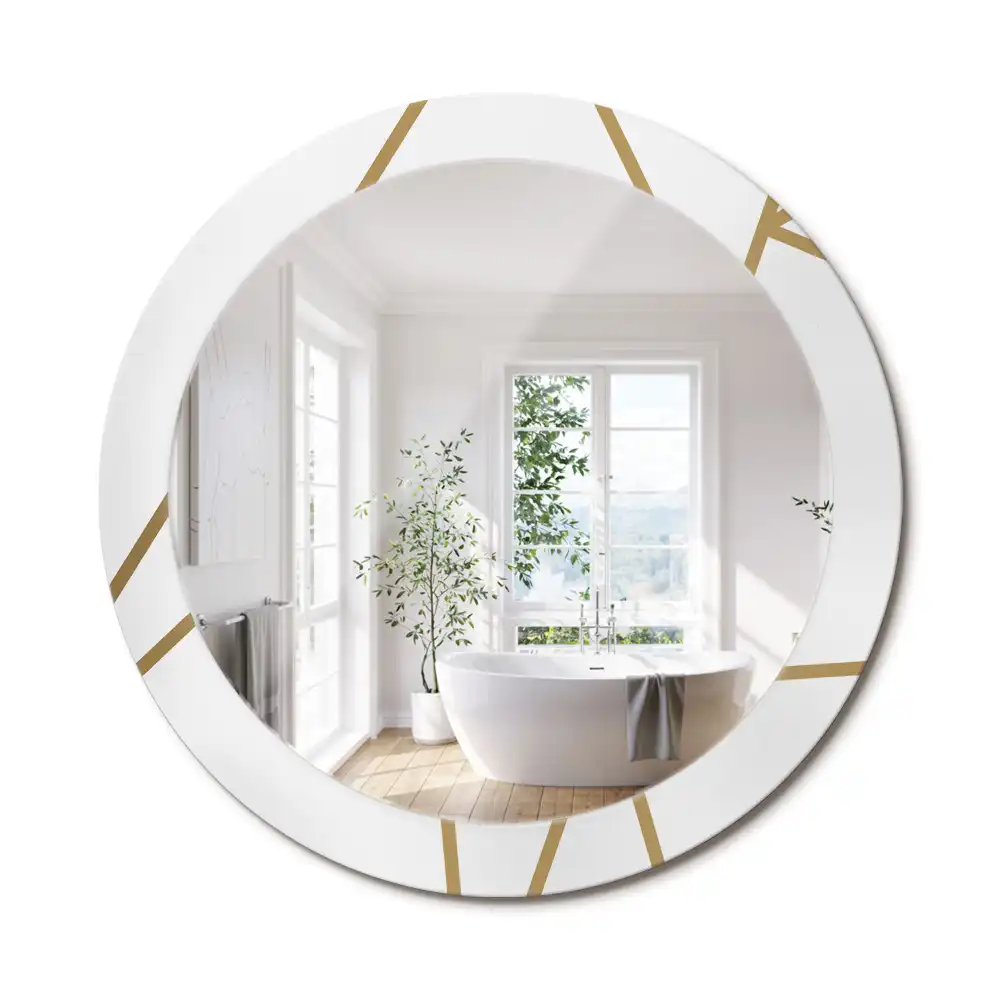 Miroir rond avec décoration disposition linéaire
