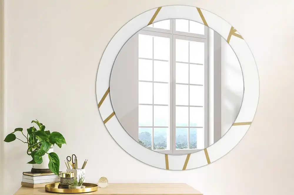 Miroir rond avec décoration disposition linéaire