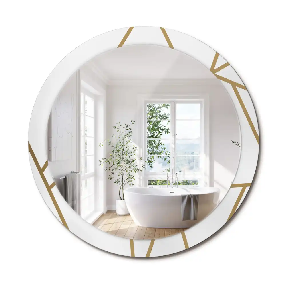 Miroir rond avec décoration disposition linéaire