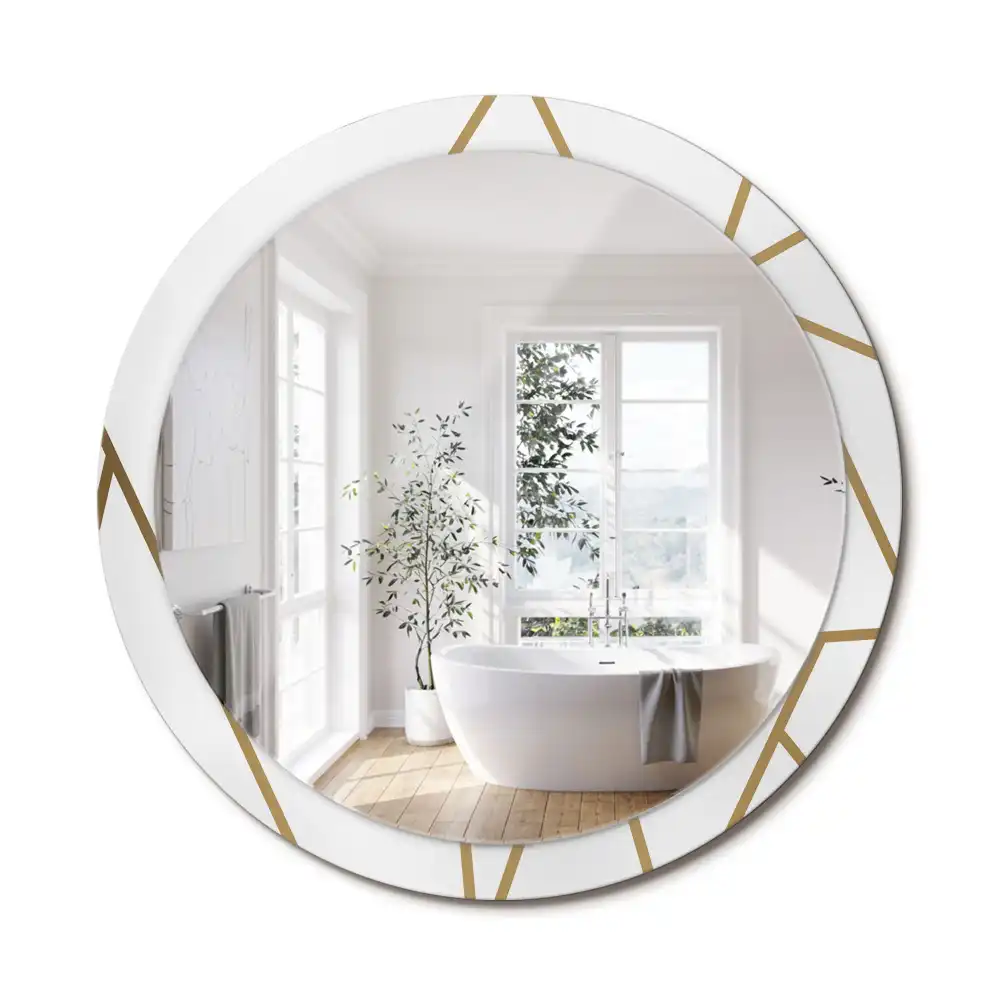 Miroir rond avec décoration disposition linéaire