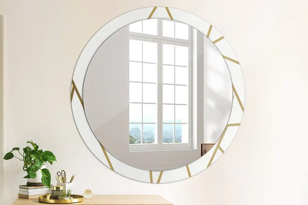 Miroir rond avec décoration disposition linéaire