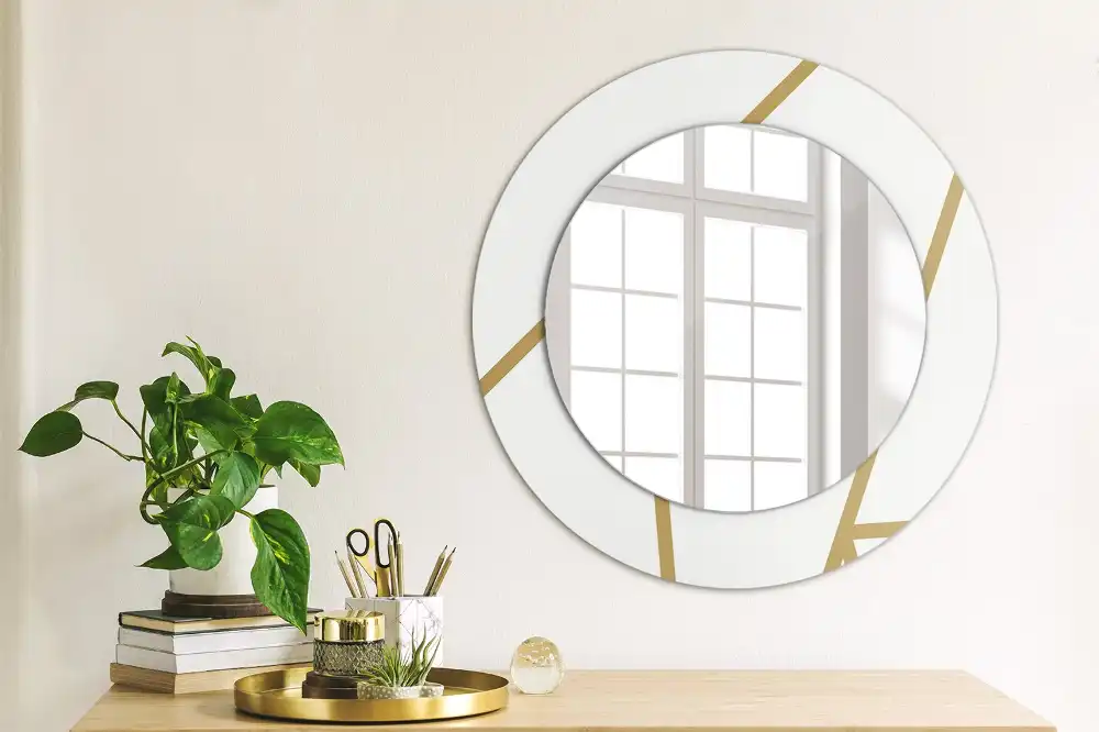 Miroir rond avec décoration disposition linéaire