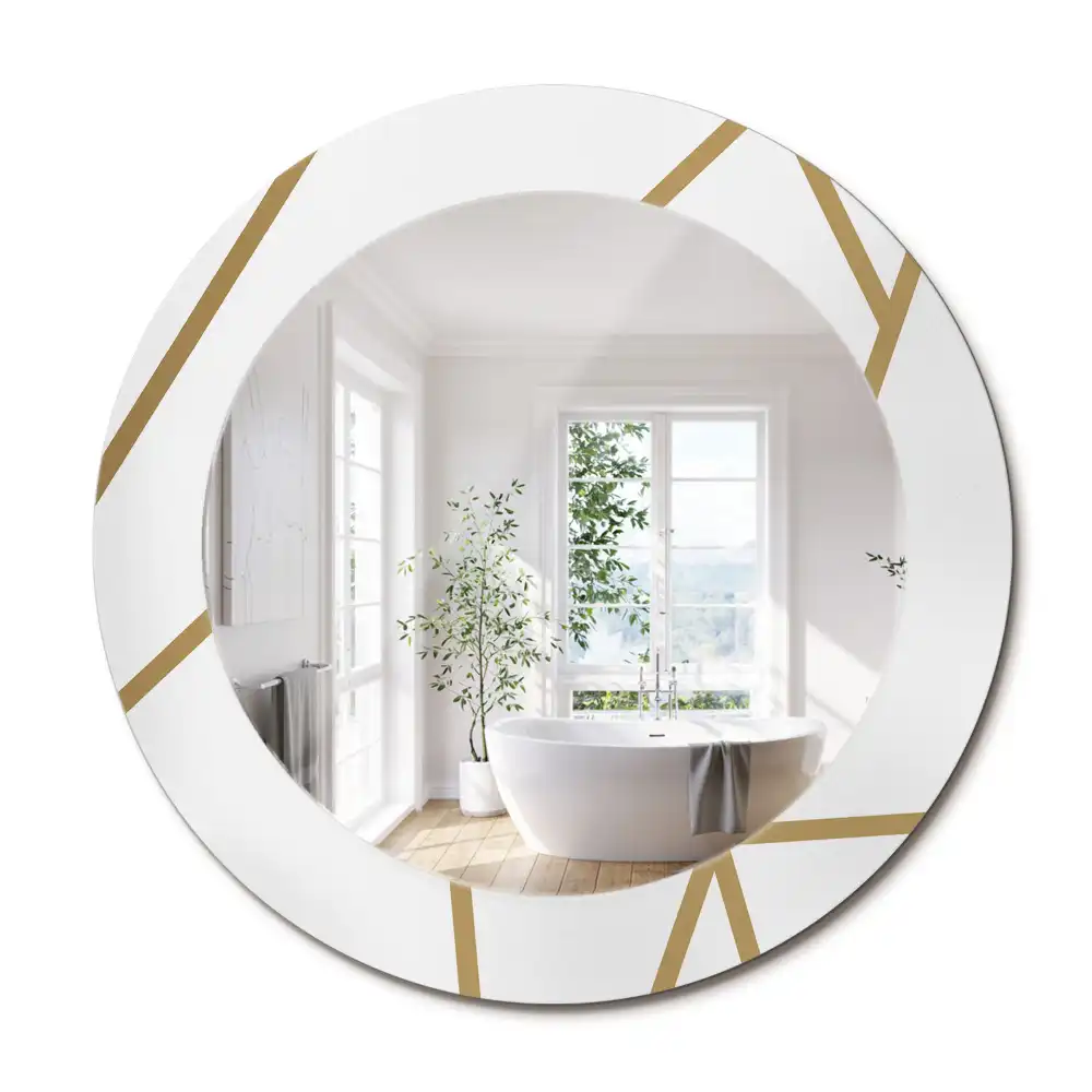 Miroir rond avec décoration disposition linéaire