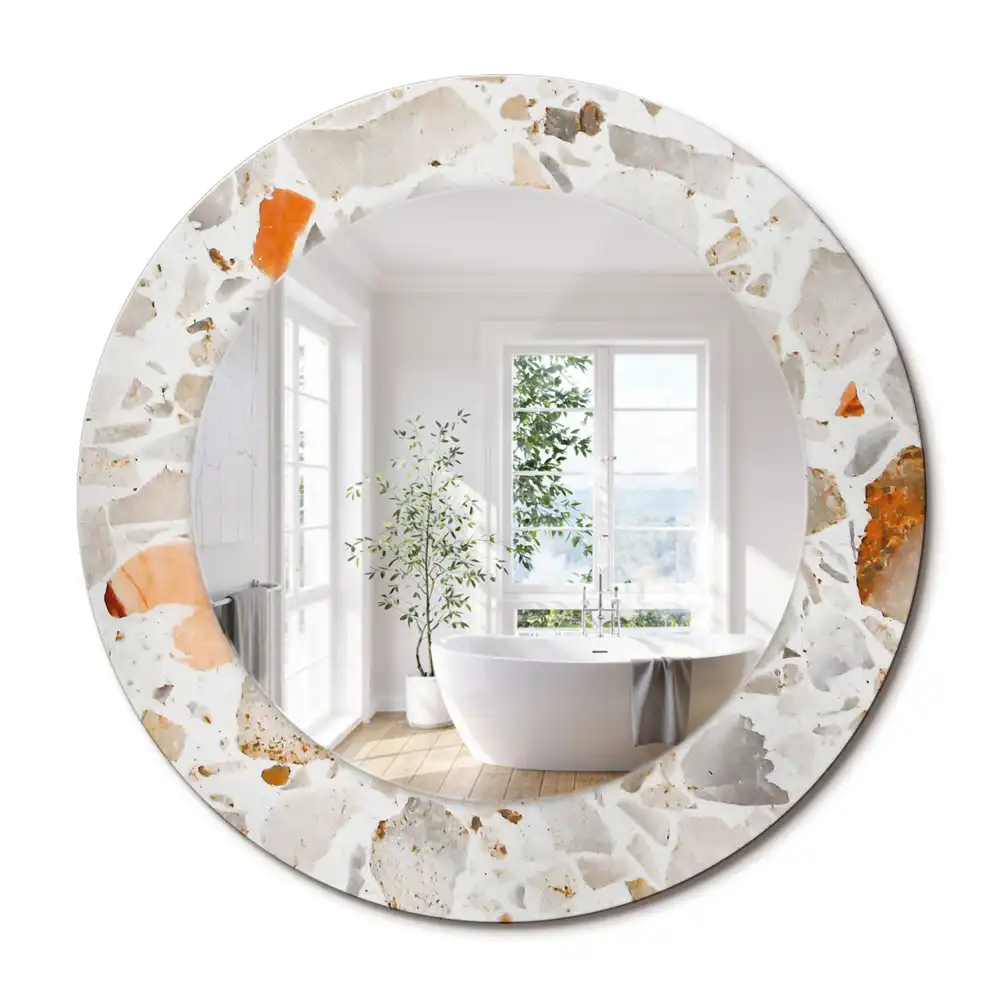 Miroir rond imprimé esthétique terrazzo
