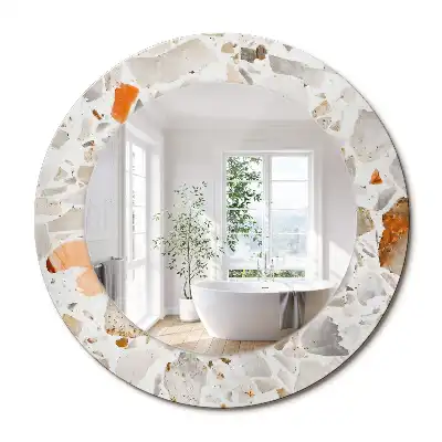 Miroir rond imprimé esthétique terrazzo