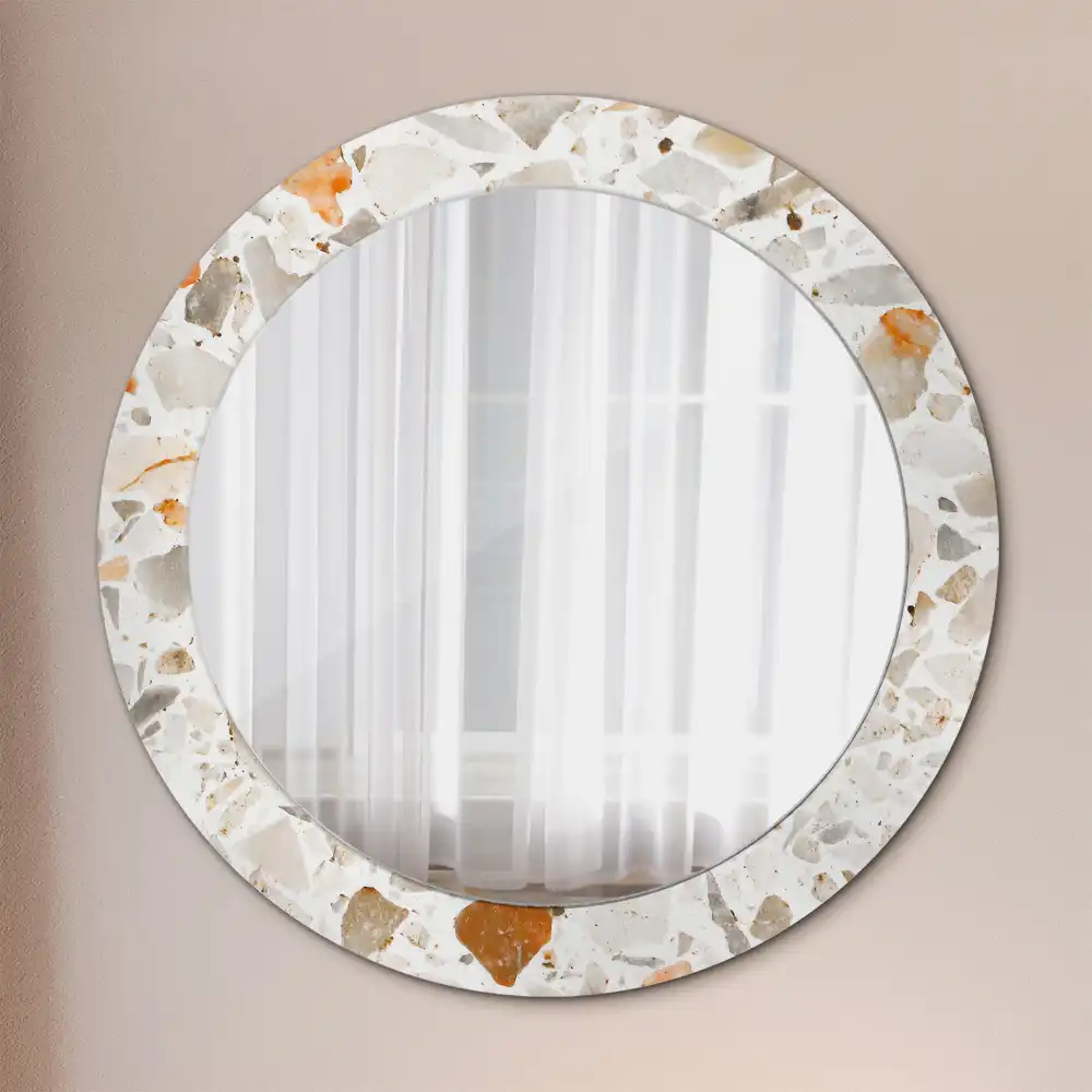 Miroir rond imprimé esthétique terrazzo
