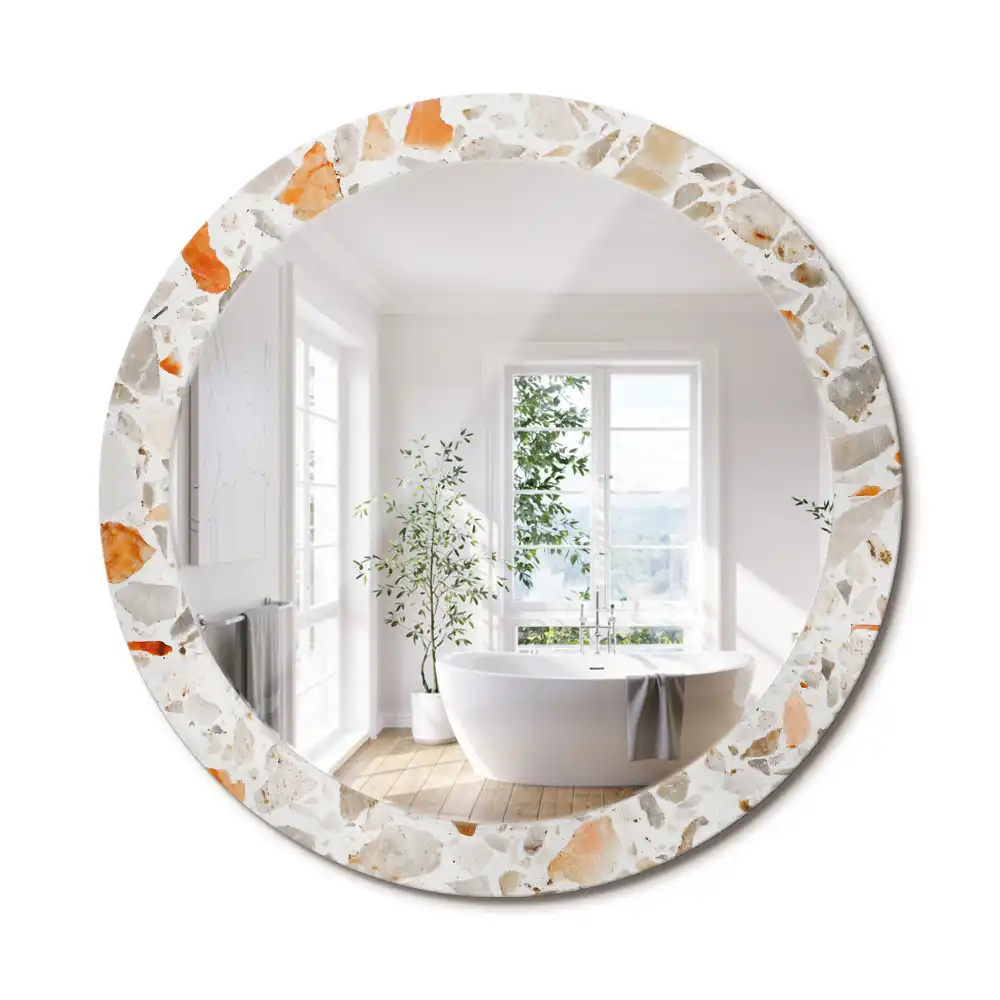 Miroir rond imprimé esthétique terrazzo