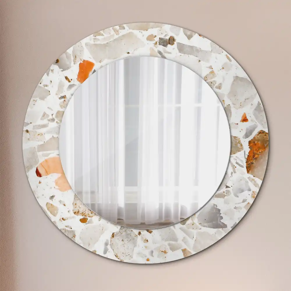 Miroir rond imprimé esthétique terrazzo