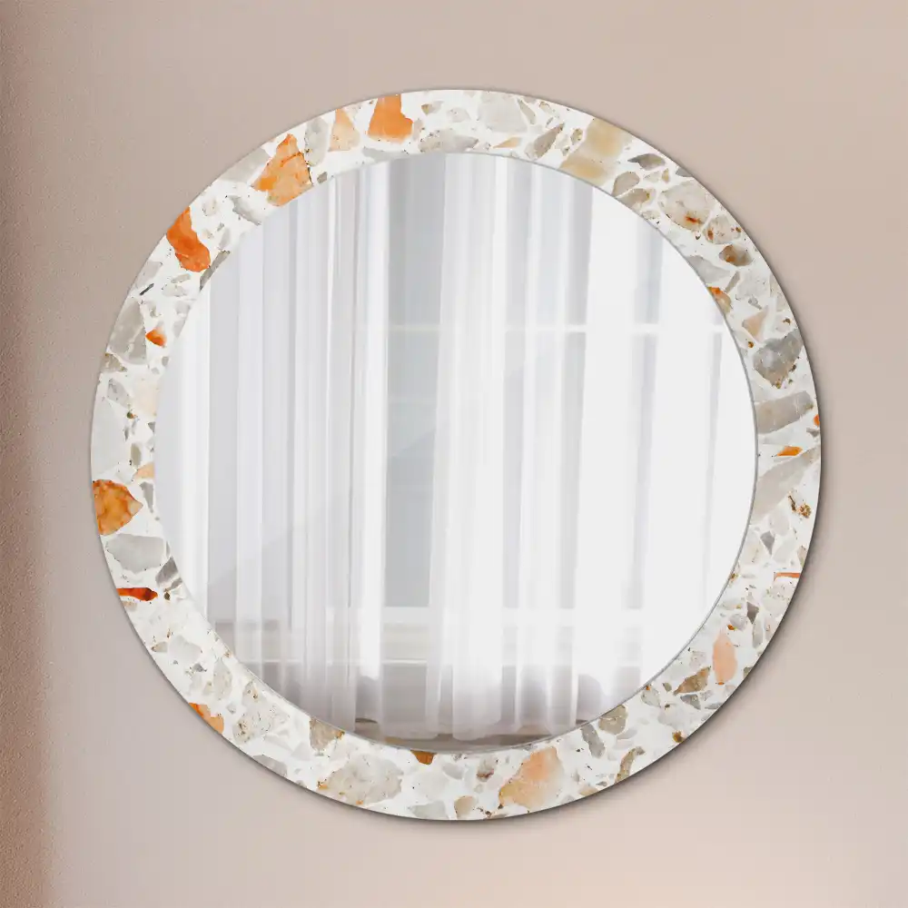 Miroir rond imprimé esthétique terrazzo
