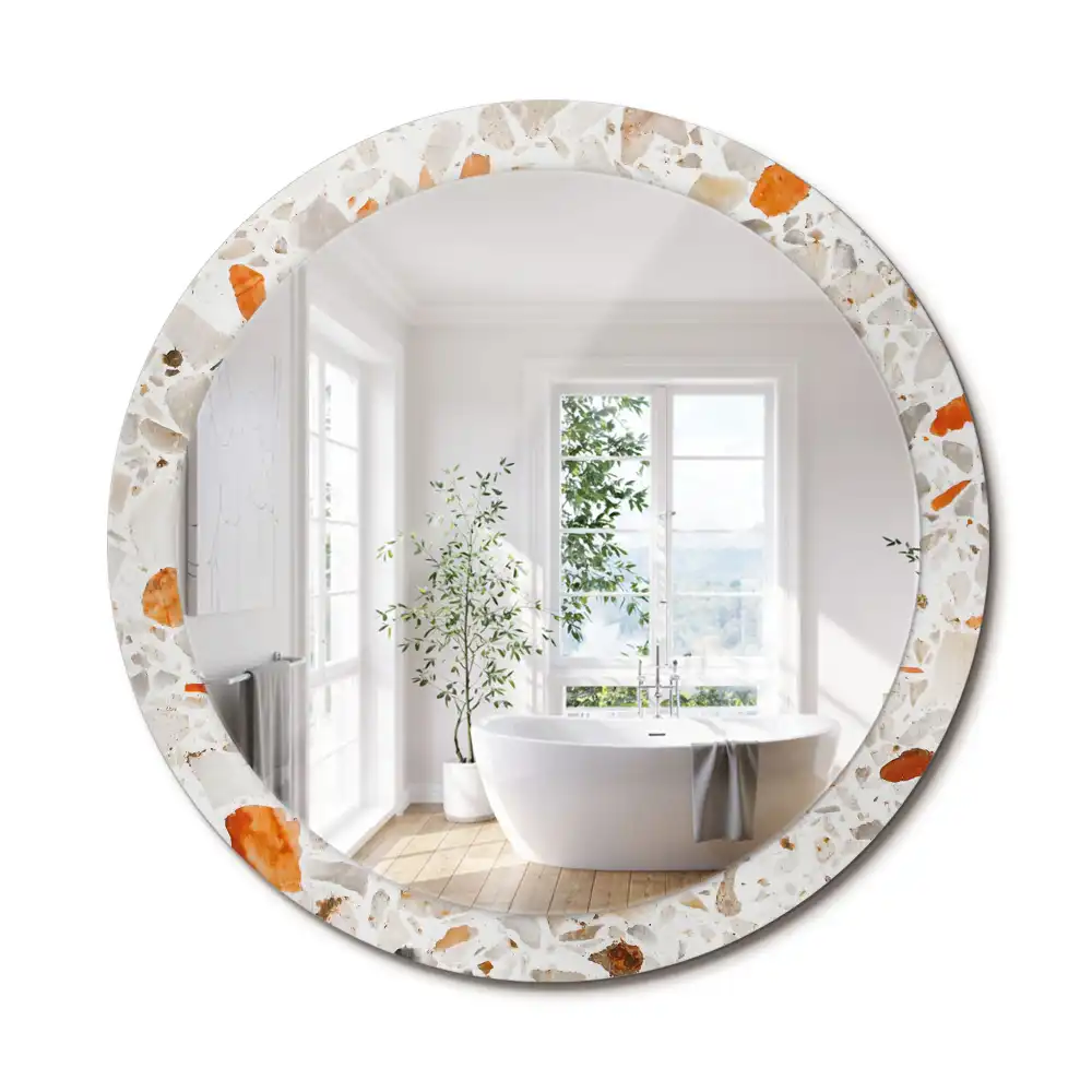 Miroir rond imprimé esthétique terrazzo