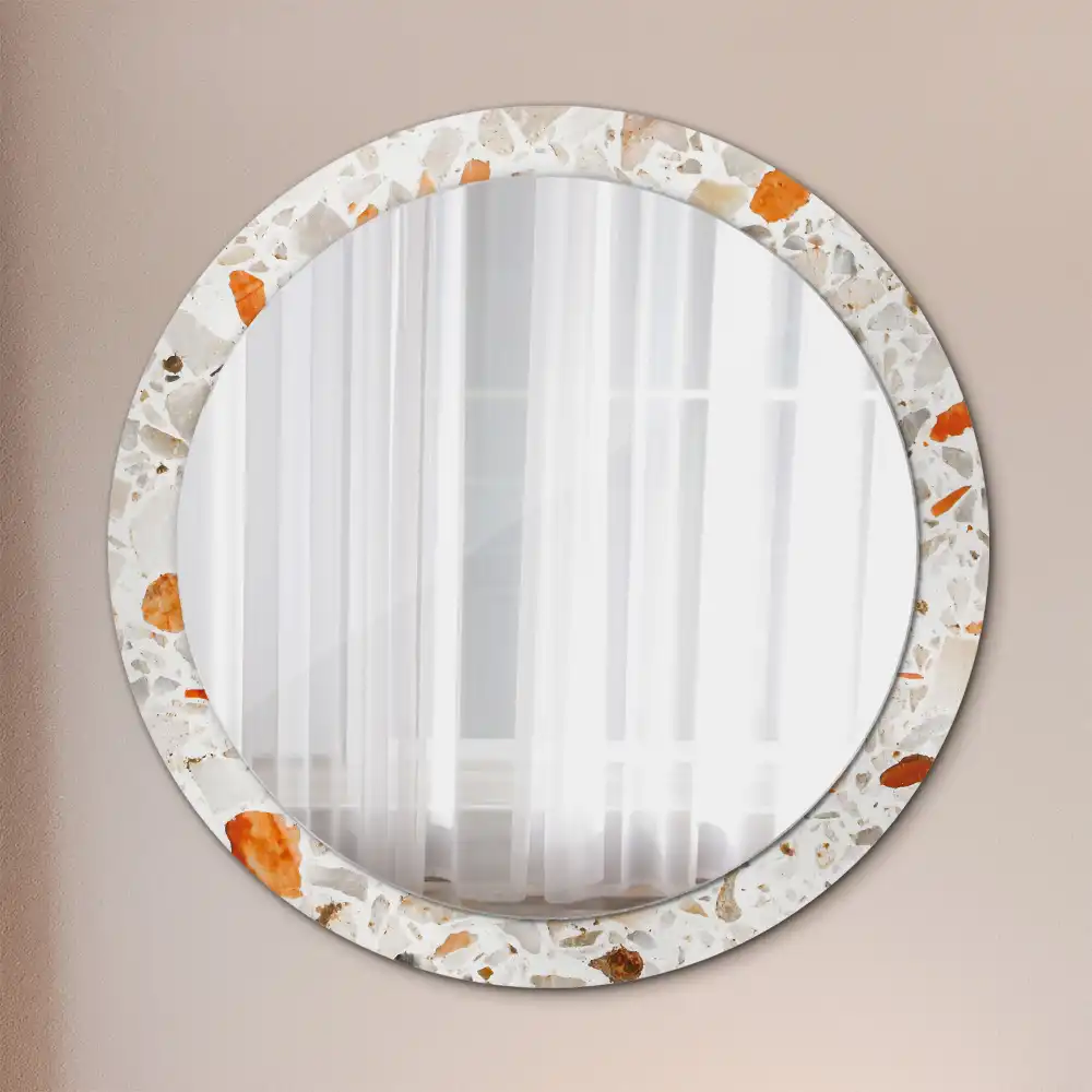 Miroir rond imprimé esthétique terrazzo