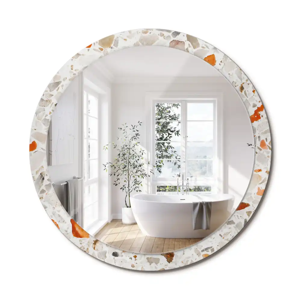Miroir rond imprimé esthétique terrazzo