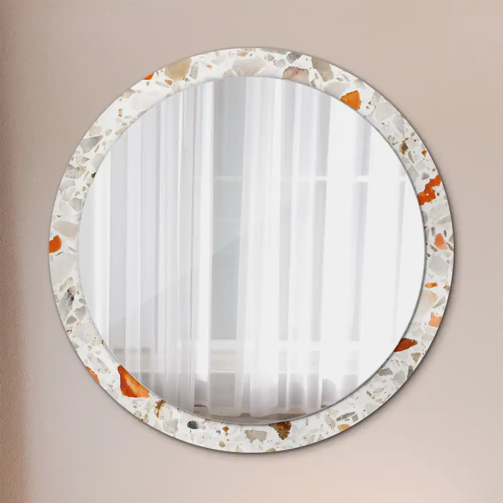 Miroir rond imprimé esthétique terrazzo
