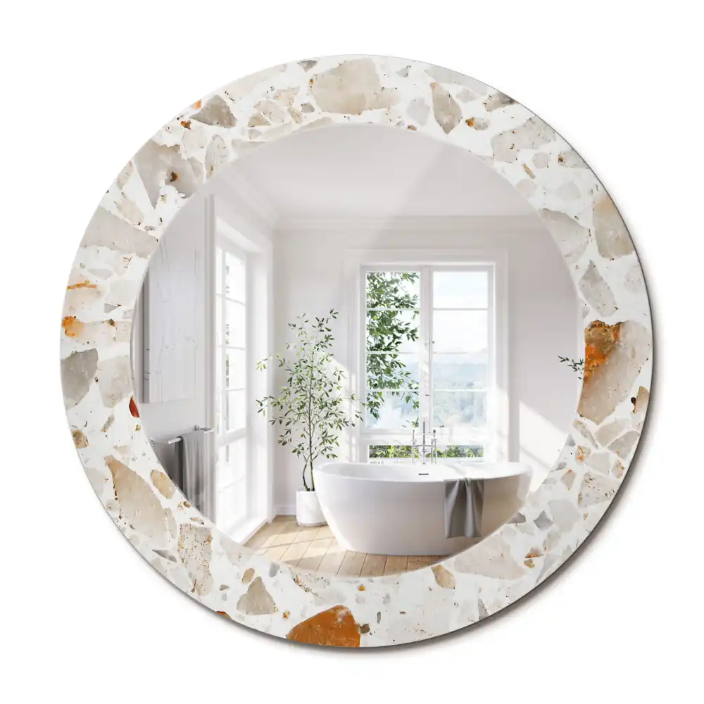 Miroir rond imprimé esthétique terrazzo