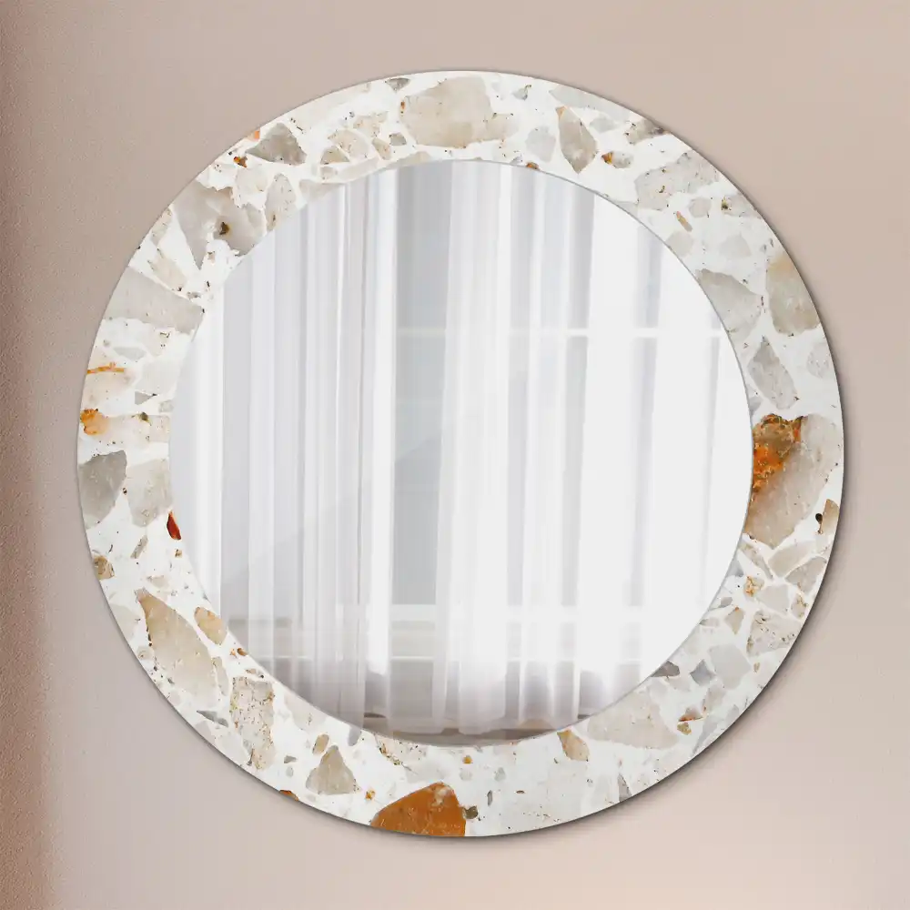Miroir rond imprimé esthétique terrazzo