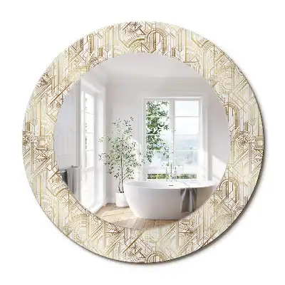 Miroir rond cadre avec impression disposition art déco